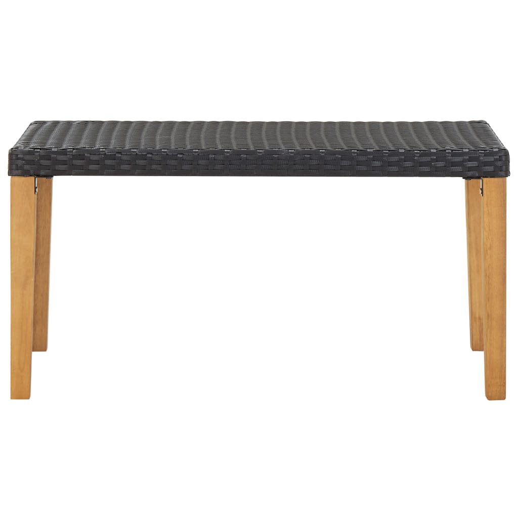 Banc de jardin 120 cm Noir Résine tressée et bois d'acacia