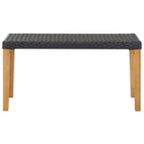 Banc de jardin 120 cm Noir Résine tressée et bois d'acacia