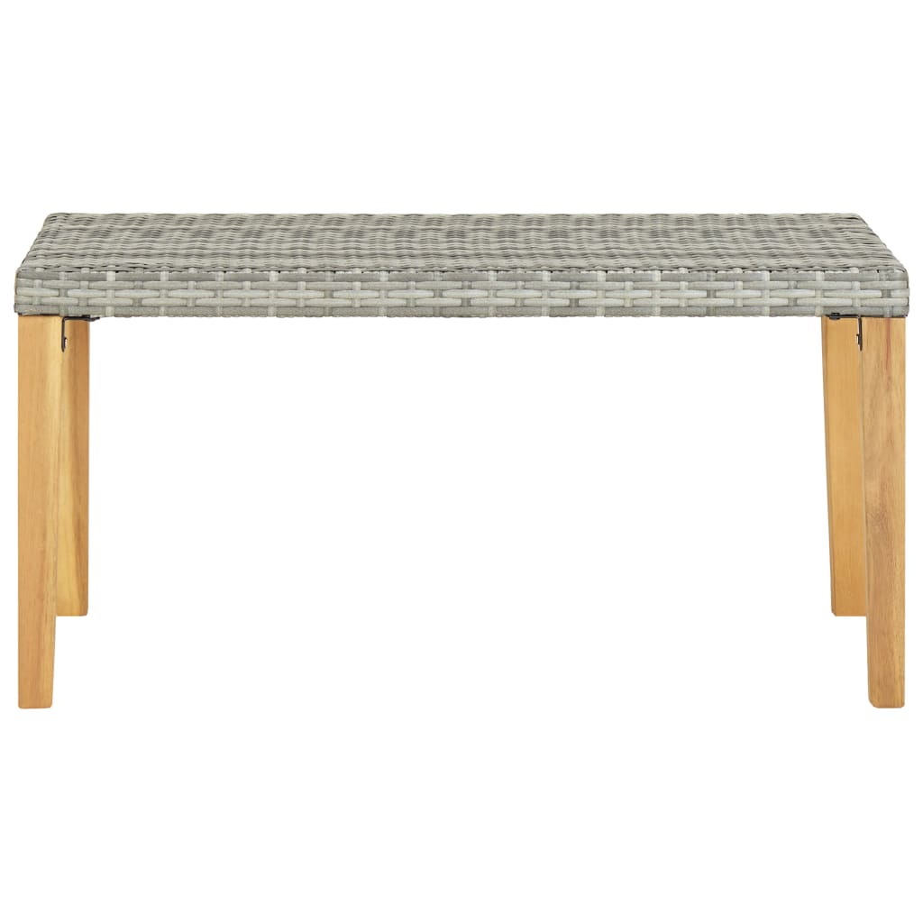 Banc de jardin 120 cm Gris Résine tressée et bois d'acacia