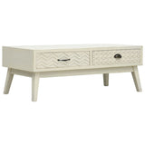 Coffee table with 2 drawers Carved gray 110x50x40 cm Wood