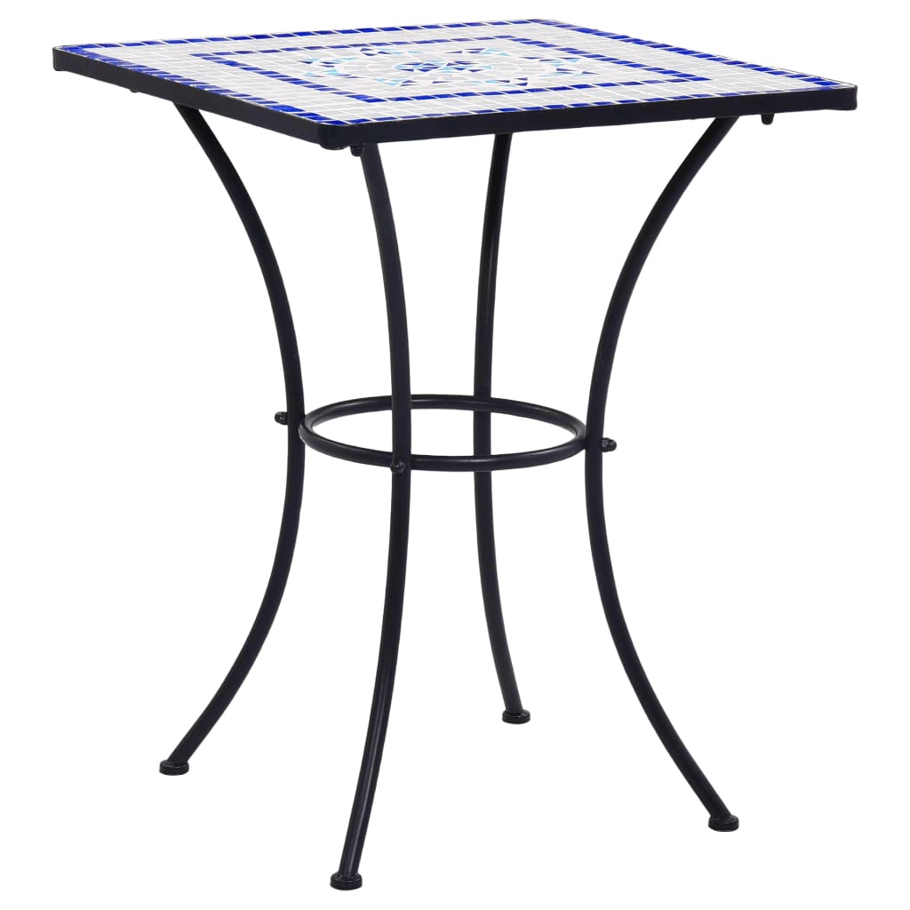 Table de bistro mosaïque Bleu et blanc 60 cm Céramique