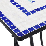 Table de bistro mosaïque Bleu et blanc 60 cm Céramique