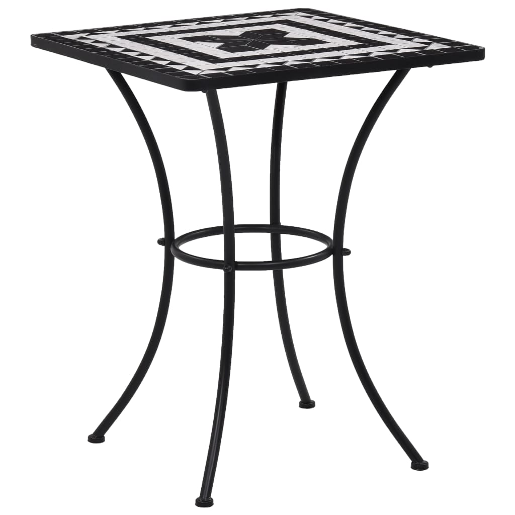 Table de bistro mosaïque Noir et blanc 60 cm Céramique