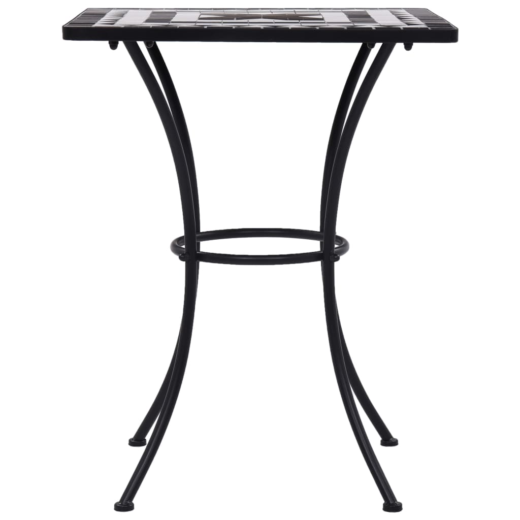 Table de bistro mosaïque Noir et blanc 60 cm Céramique