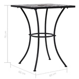 Table de bistro mosaïque Noir et blanc 60 cm Céramique