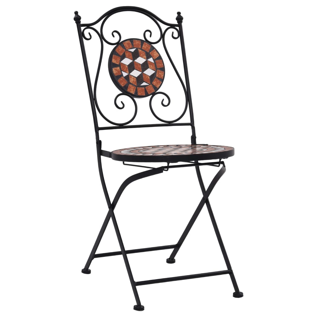 Chaises de bistrot mosaïque lot de 2 Marron Céramique