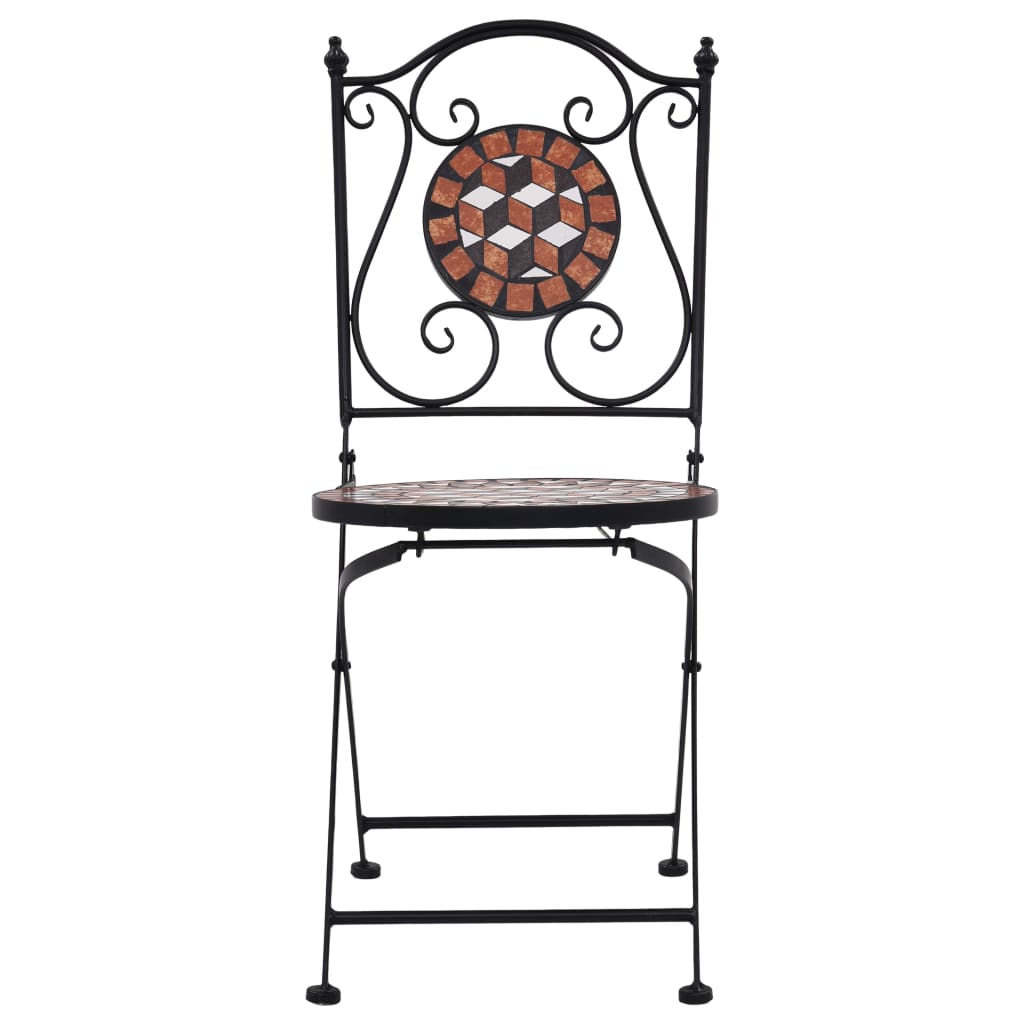 Chaises de bistrot mosaïque lot de 2 Marron Céramique