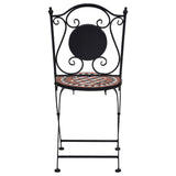 Chaises de bistrot mosaïque lot de 2 Marron Céramique