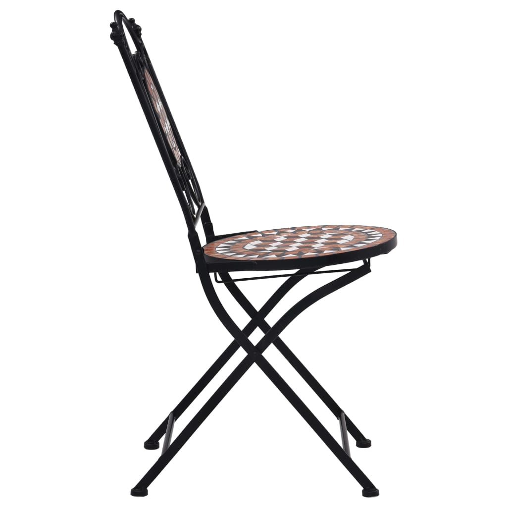 Chaises de bistrot mosaïque lot de 2 Marron Céramique