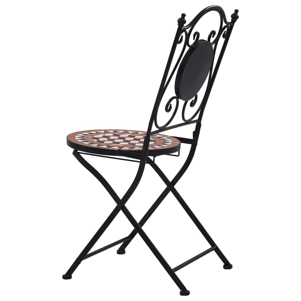 Chaises de bistrot mosaïque lot de 2 Marron Céramique