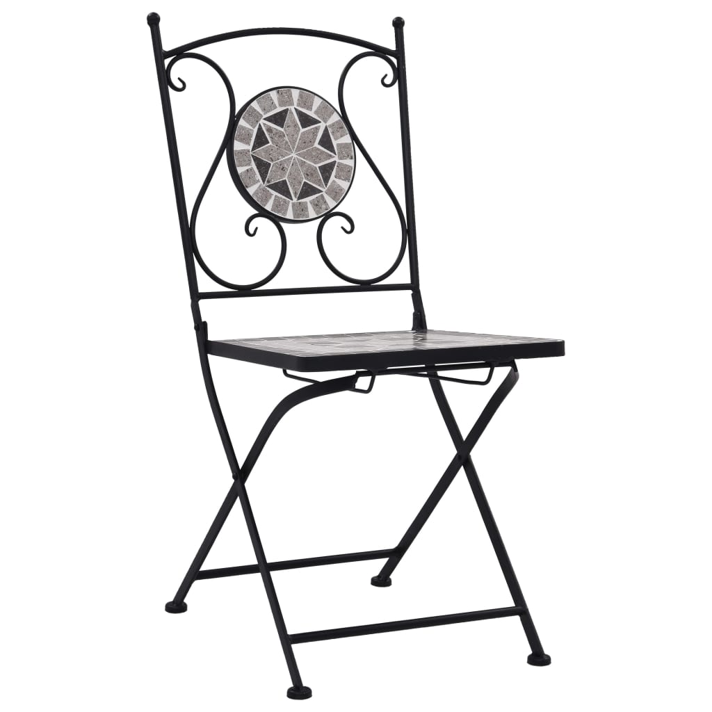 Chaises de bistrot mosaïque lot de 2 Gris