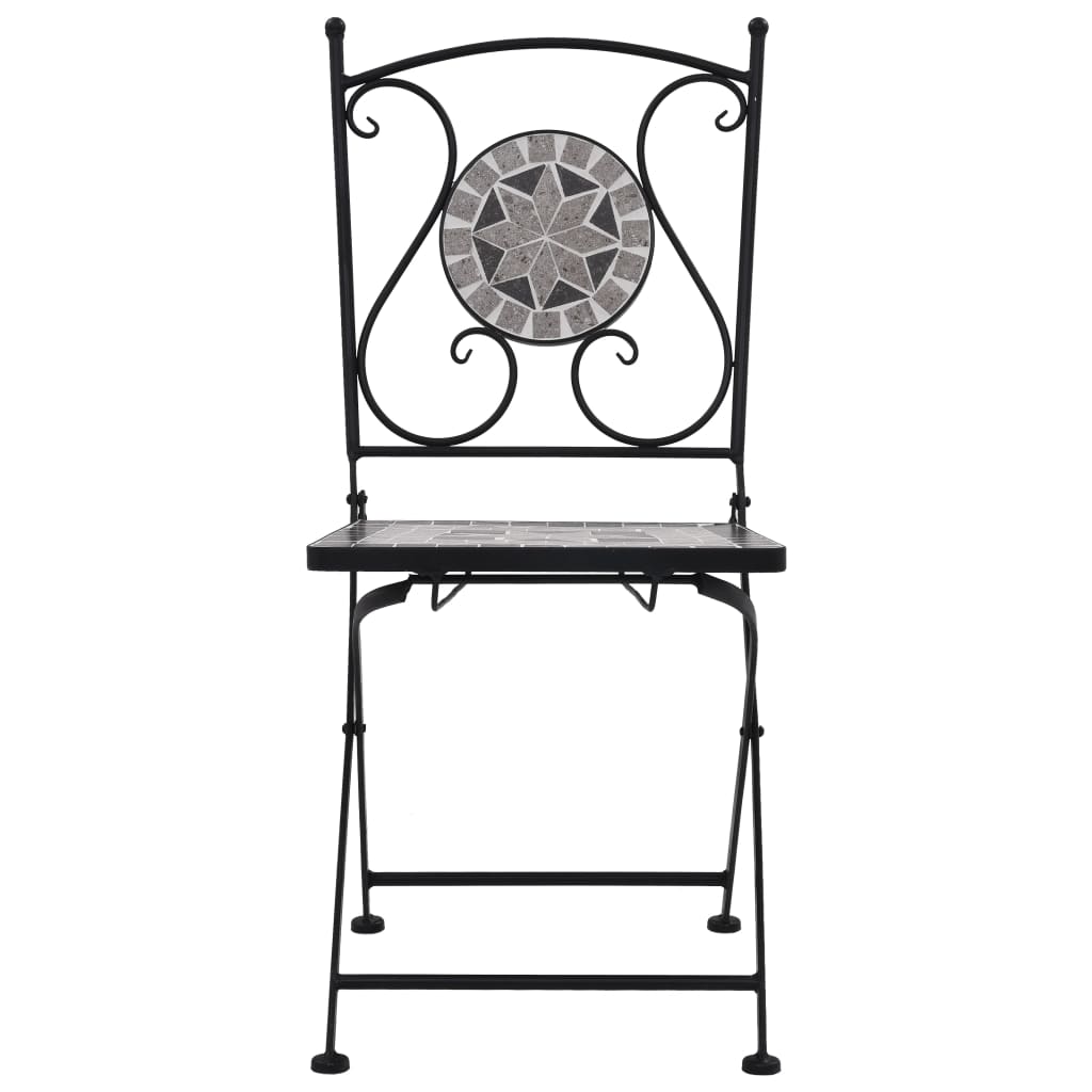 Chaises de bistrot mosaïque lot de 2 Gris