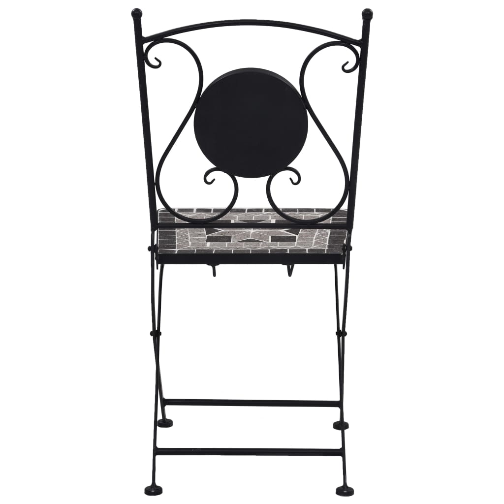 Chaises de bistrot mosaïque lot de 2 Gris