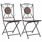 Chaises de bistrot mosaïque 2 pcs Orange et gris