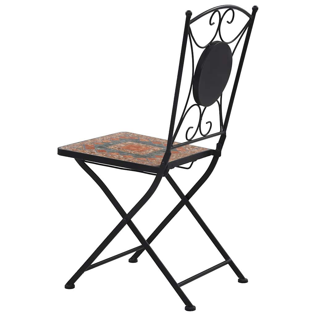 Chaises de bistrot mosaïque 2 pcs Orange et gris