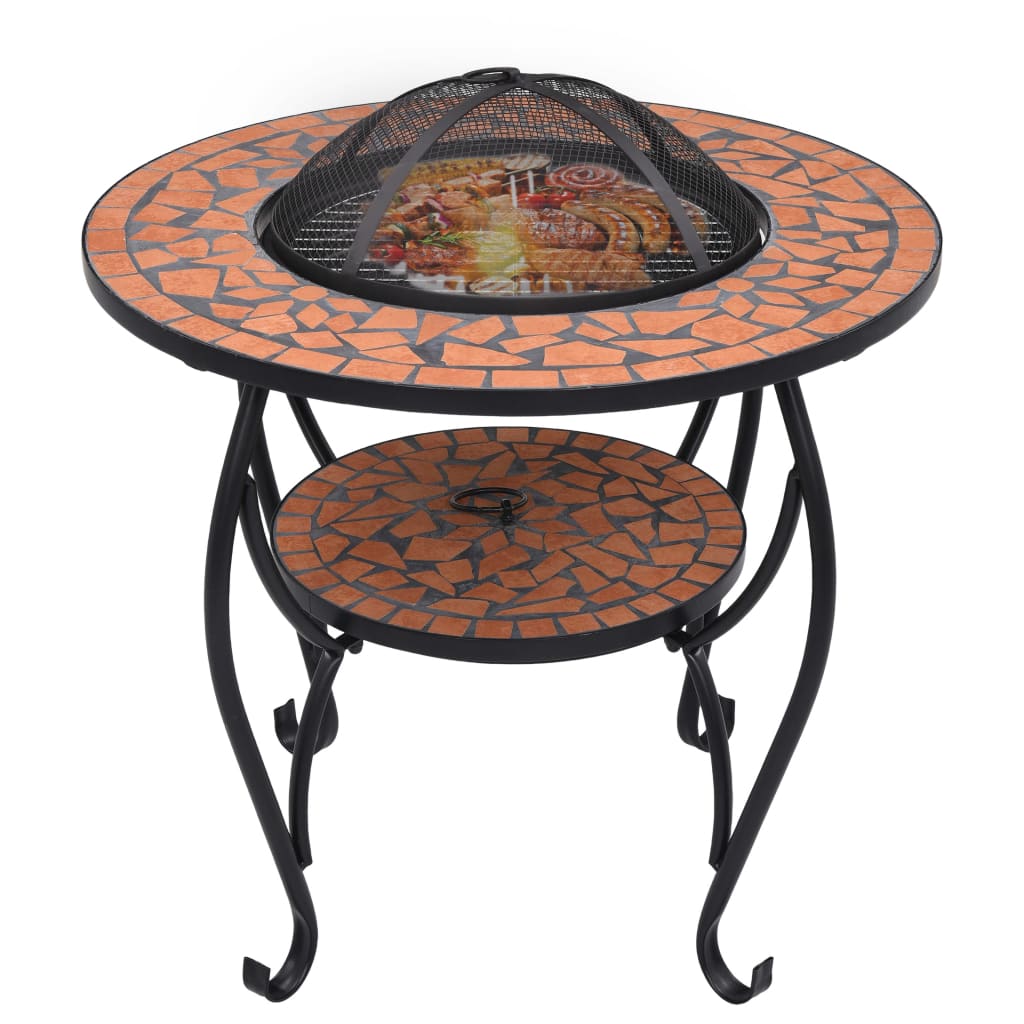 Mosaic Fire Table Terracotta 68 cm Ceramic