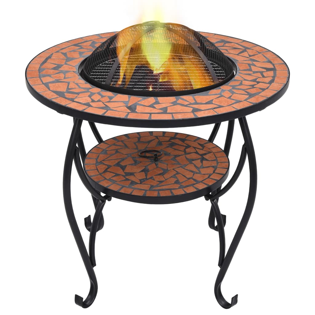 Mosaic Fire Table Terracotta 68 cm Ceramic