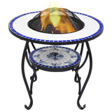 Table de foyer mosaïque Bleu et blanc 68 cm Céramique