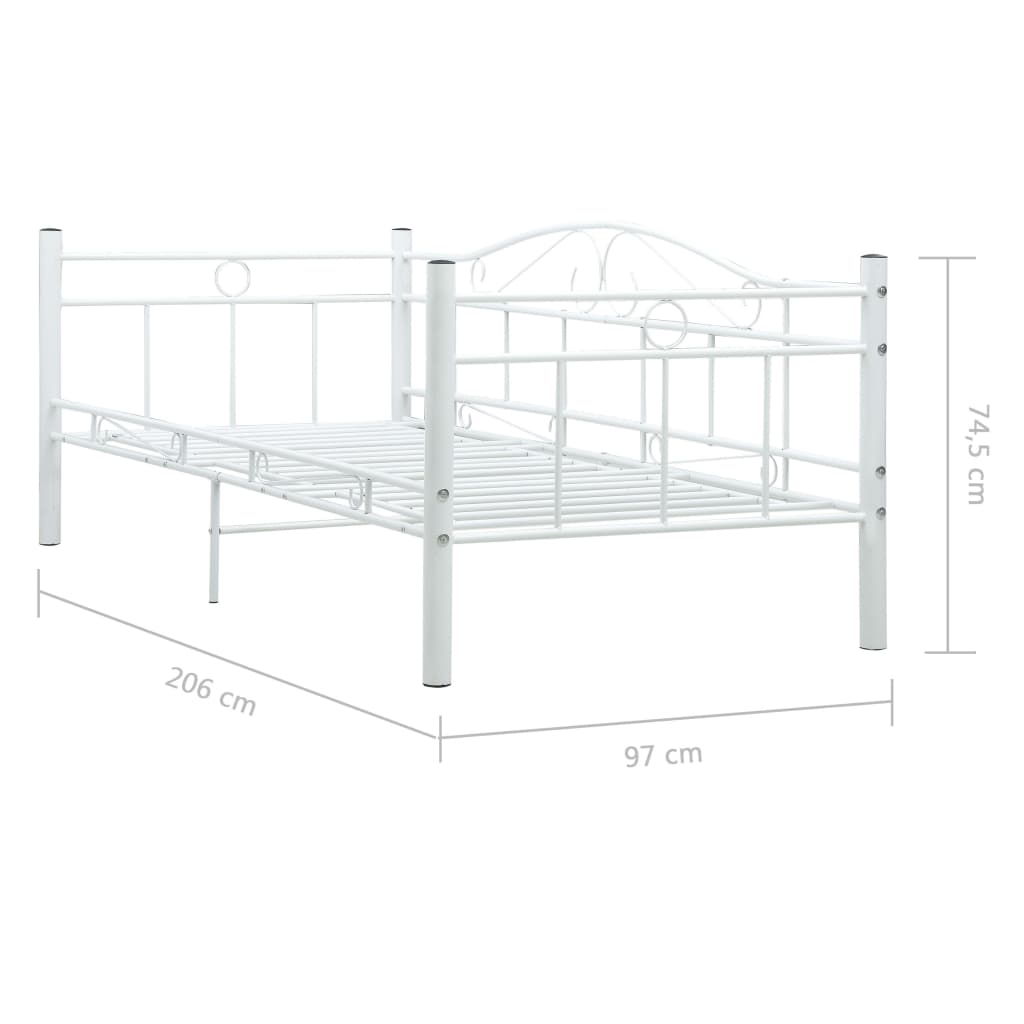 Cadre de lit de repos sans matelas Blanc Métal 90x200cm