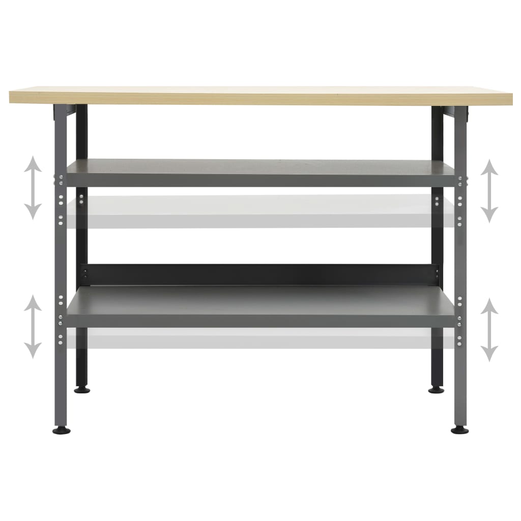 Graue Werkbank 120x60x85 cm Stahl