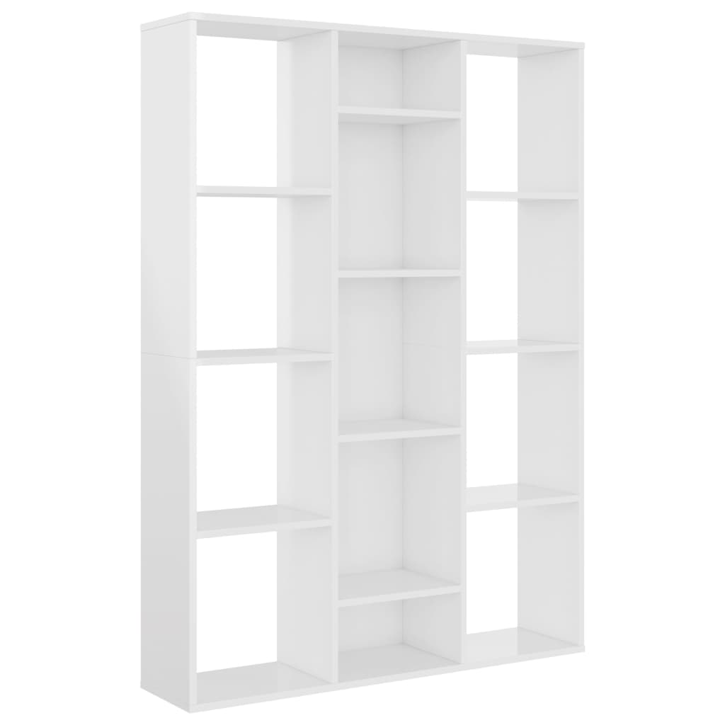 Séparateur de pièce/Bibliothèque blanc brillant Bois ingénierie