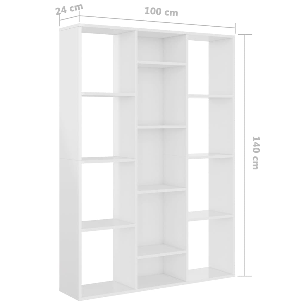 Séparateur de pièce/Bibliothèque blanc brillant Bois ingénierie