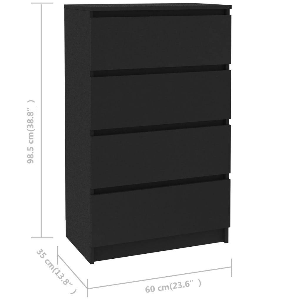 Schwarzes Sideboard 60 x 35 x 98,5 cm. Holzwerkstoff