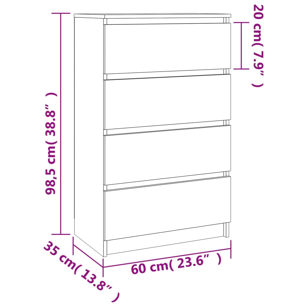 Buffet Chêne sonoma 60x35x98,5 cm Bois d'ingénierie