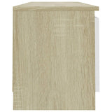 Meuble TV Blanc et chêne sonoma 120x30x35,5cm Bois d’ingénierie