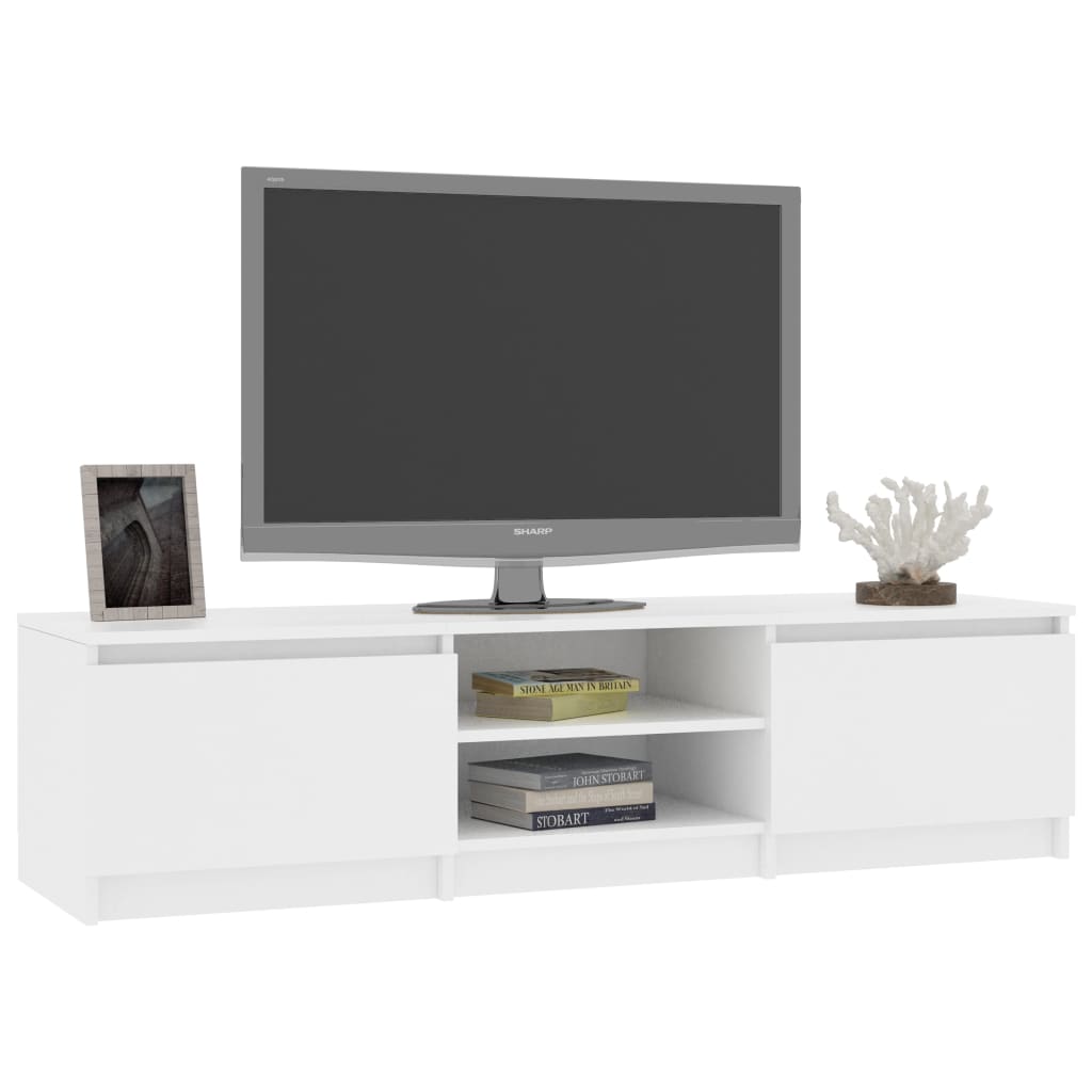 Meuble TV Blanc 140x40x35,5 cm Bois d'ingénierie