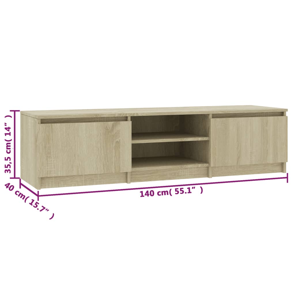 Meuble TV Chêne sonoma 140x40x35,5 cm Bois d'ingénierie