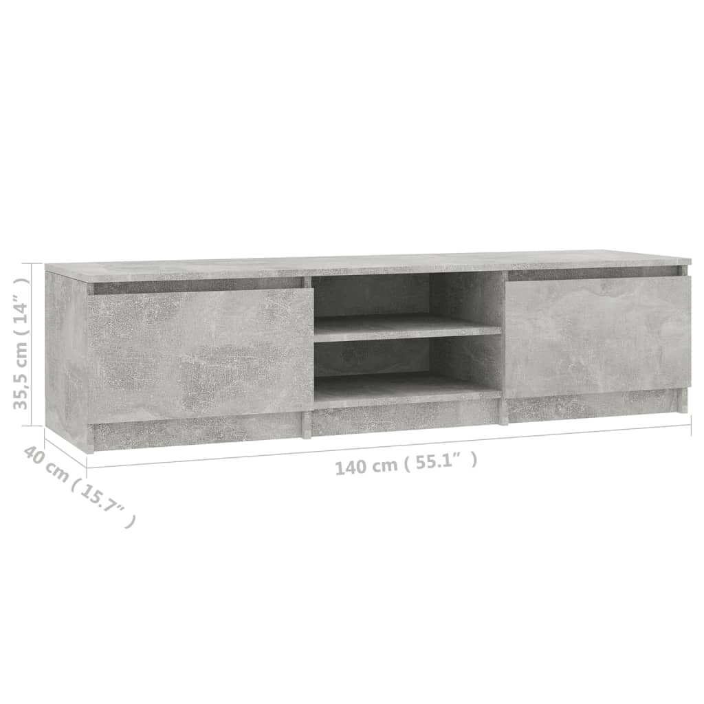 Meuble TV Gris béton 140x40x35,5 cm Bois d'ingénierie