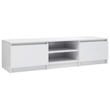 Meuble TV blanc brillant 140x40x35,5 cm bois d'ingénierie