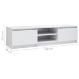 Meuble TV blanc brillant 140x40x35,5 cm bois d'ingénierie