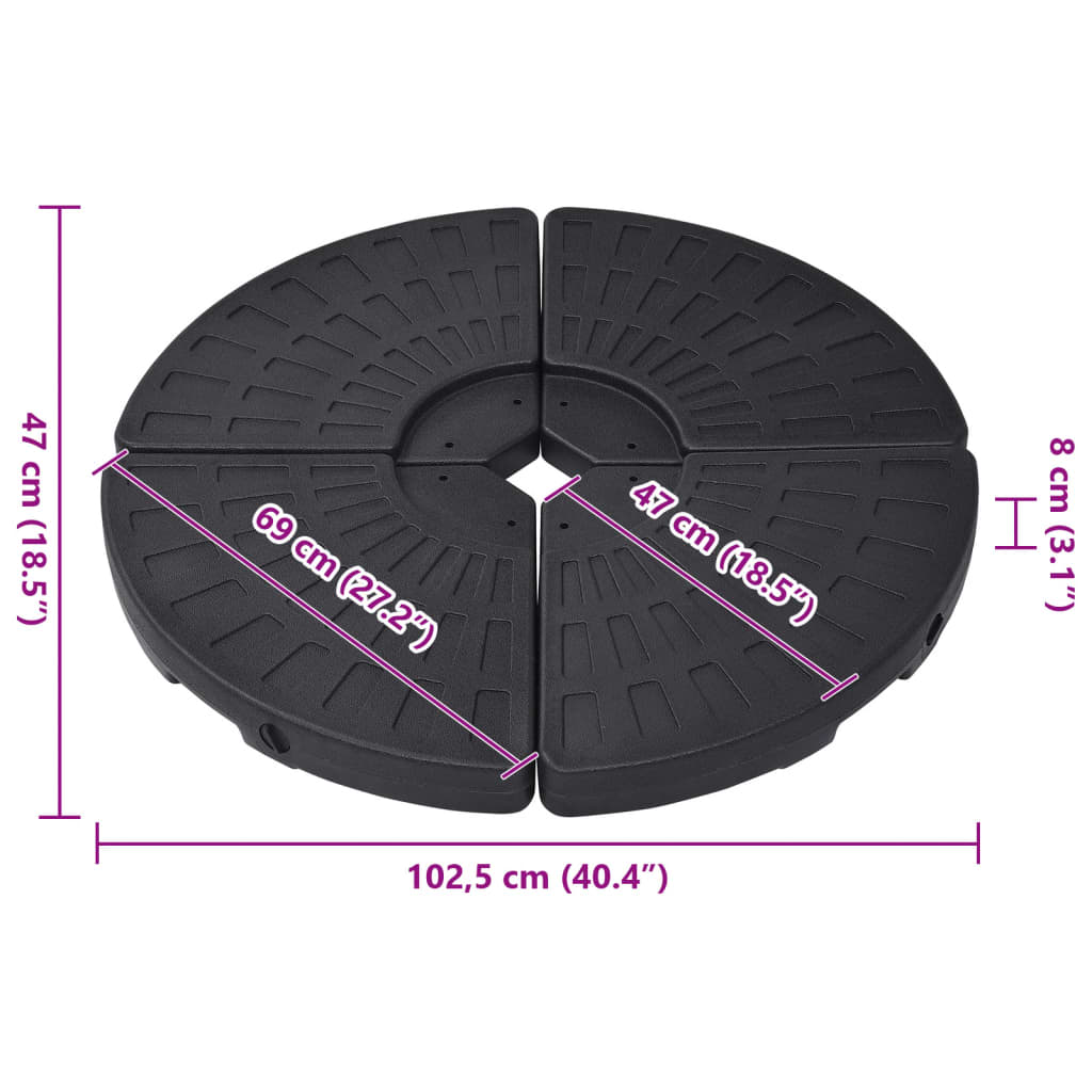 4 pcs Black Fan Shaped Parasol Base