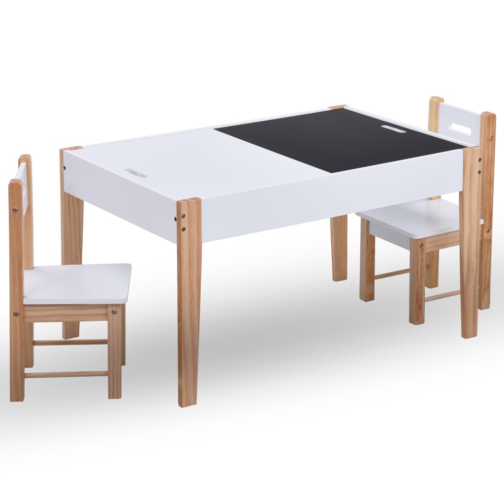 Ensemble de table et chaises pour enfants 3 pcs Noir et blanc