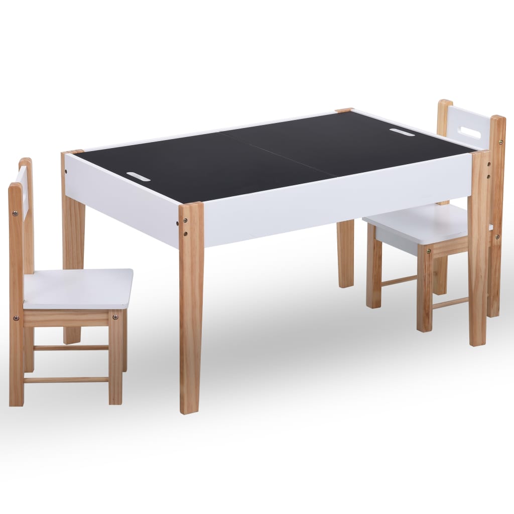 Ensemble de table et chaises pour enfants 3 pcs Noir et blanc