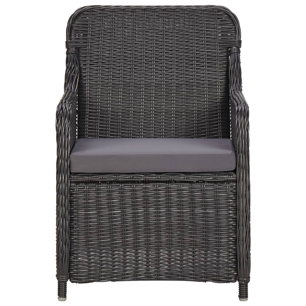 Mobilier de bistro 3 pcs avec coussins Résine tressée Noir