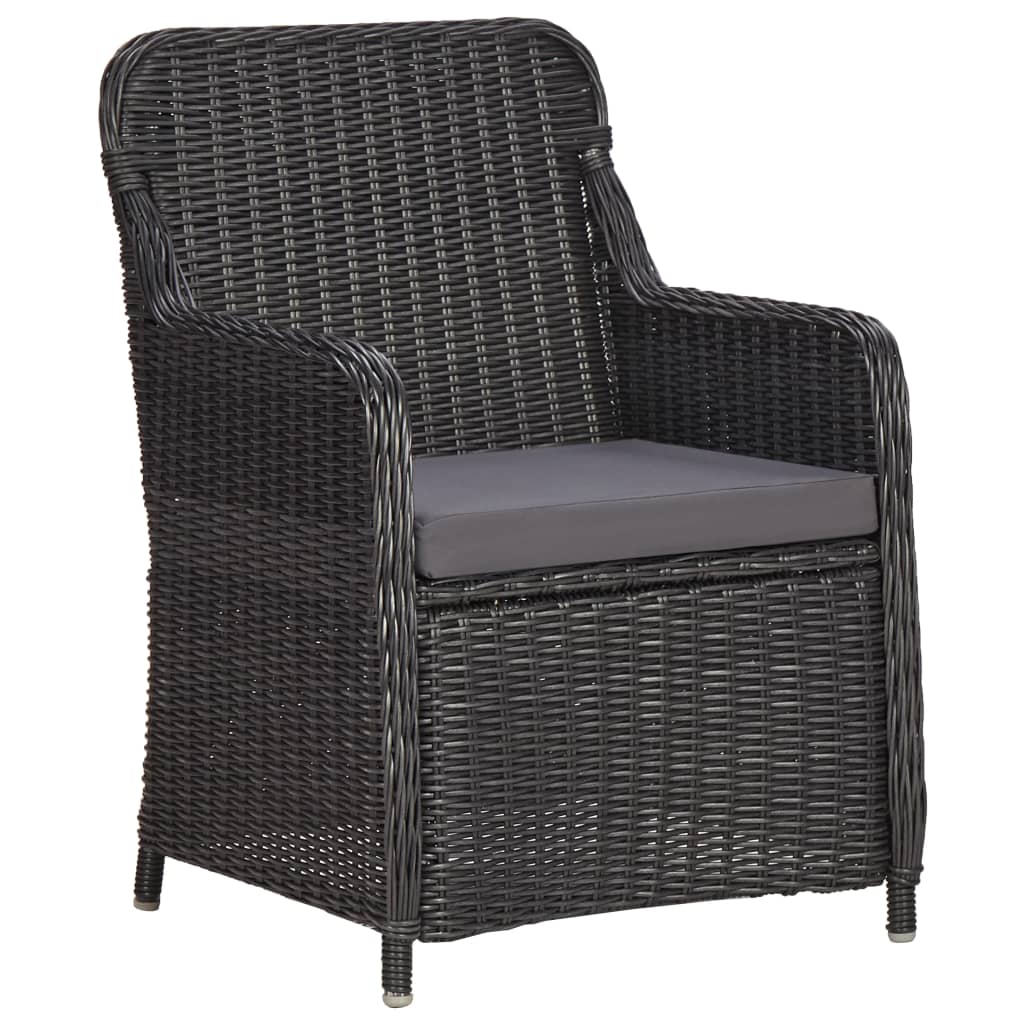 Mobilier de bistro 3 pcs avec coussins Résine tressée Noir