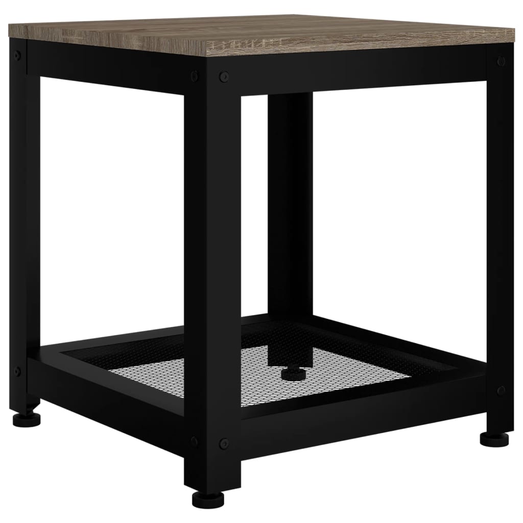 Table d'appoint Gris et noir 40x40x45 cm MDF et fer