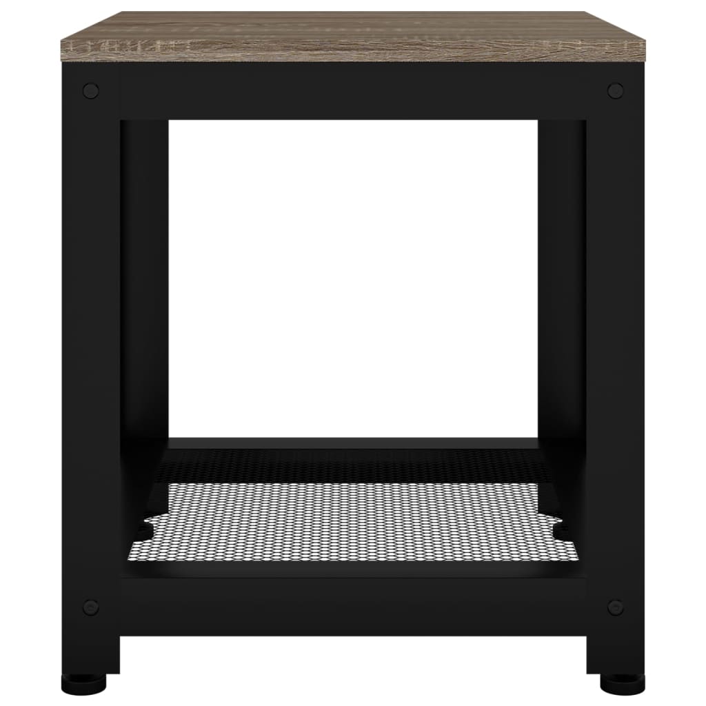 Table d'appoint Gris et noir 40x40x45 cm MDF et fer