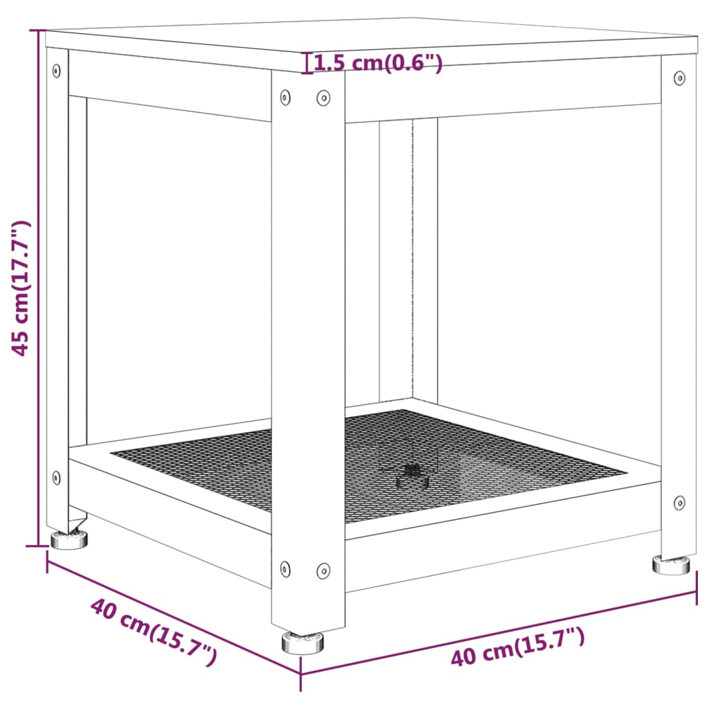 Table d'appoint Gris et noir 40x40x45 cm MDF et fer