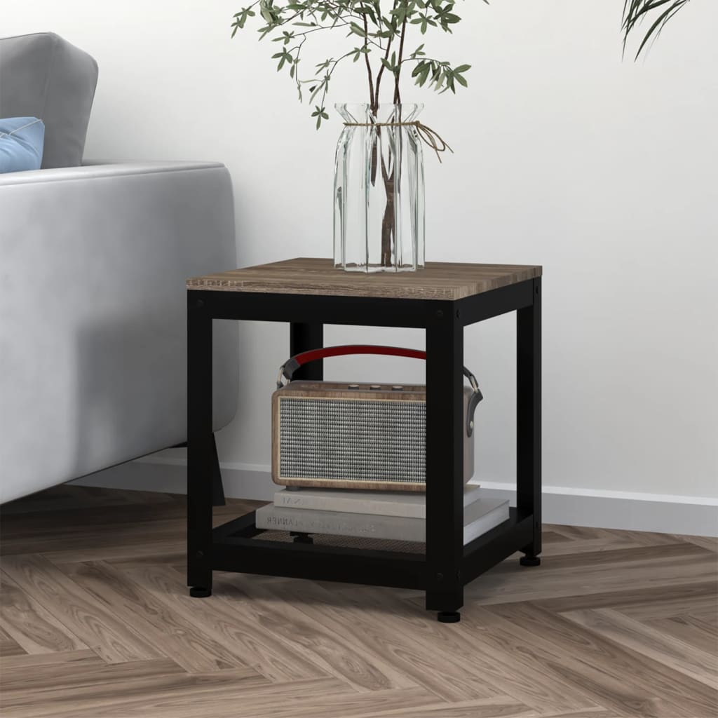 Table d'appoint Gris et noir 40x40x45 cm MDF et fer