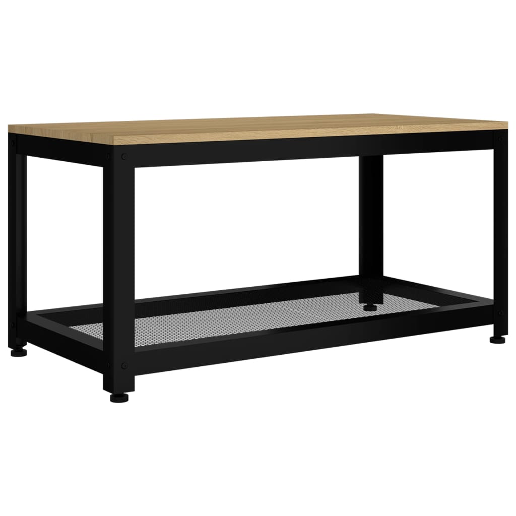 Table basse Marron clair et noir 90x45x45 cm MDF et fer