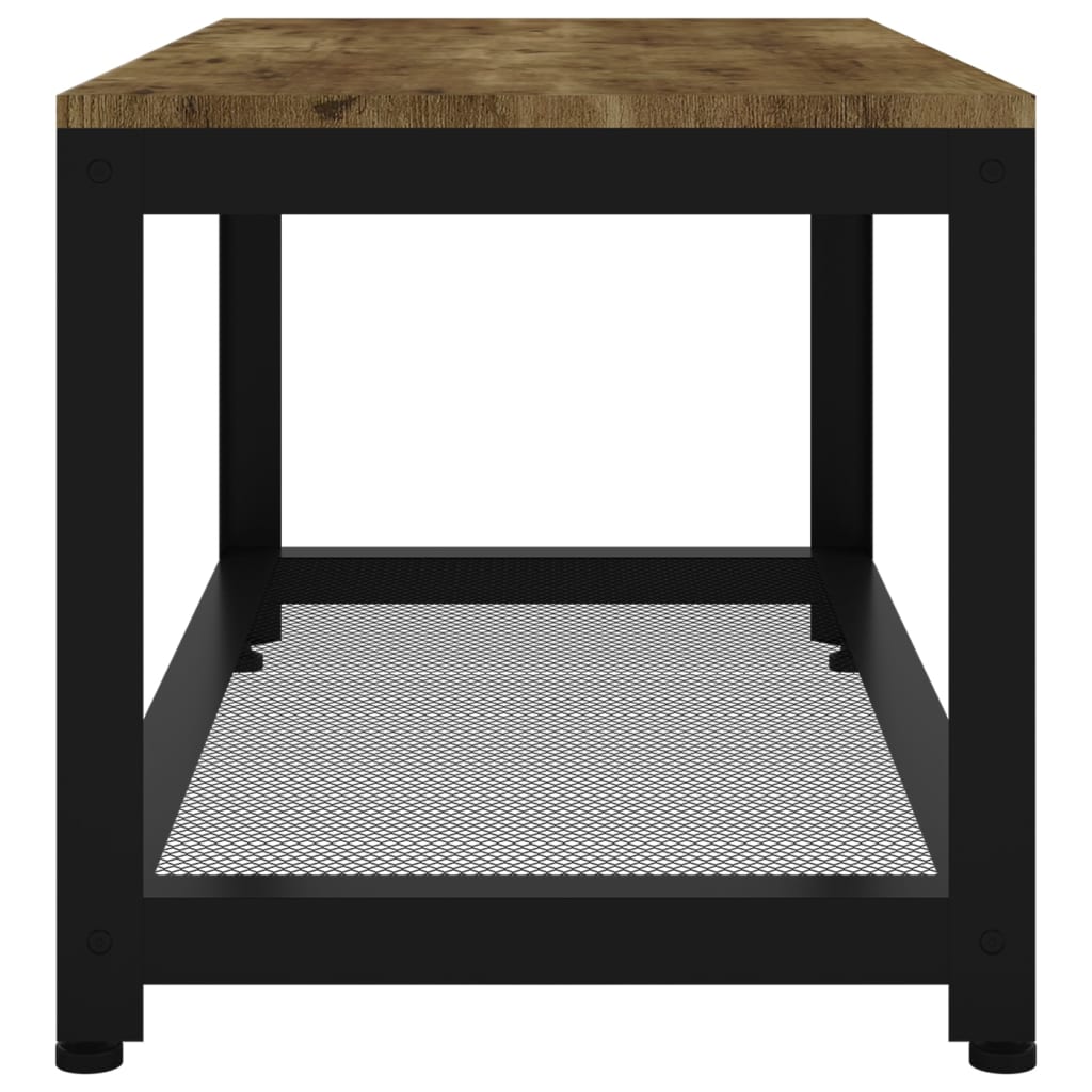 Table basse Marron foncé et noir 90x45x45 cm MDF et fer