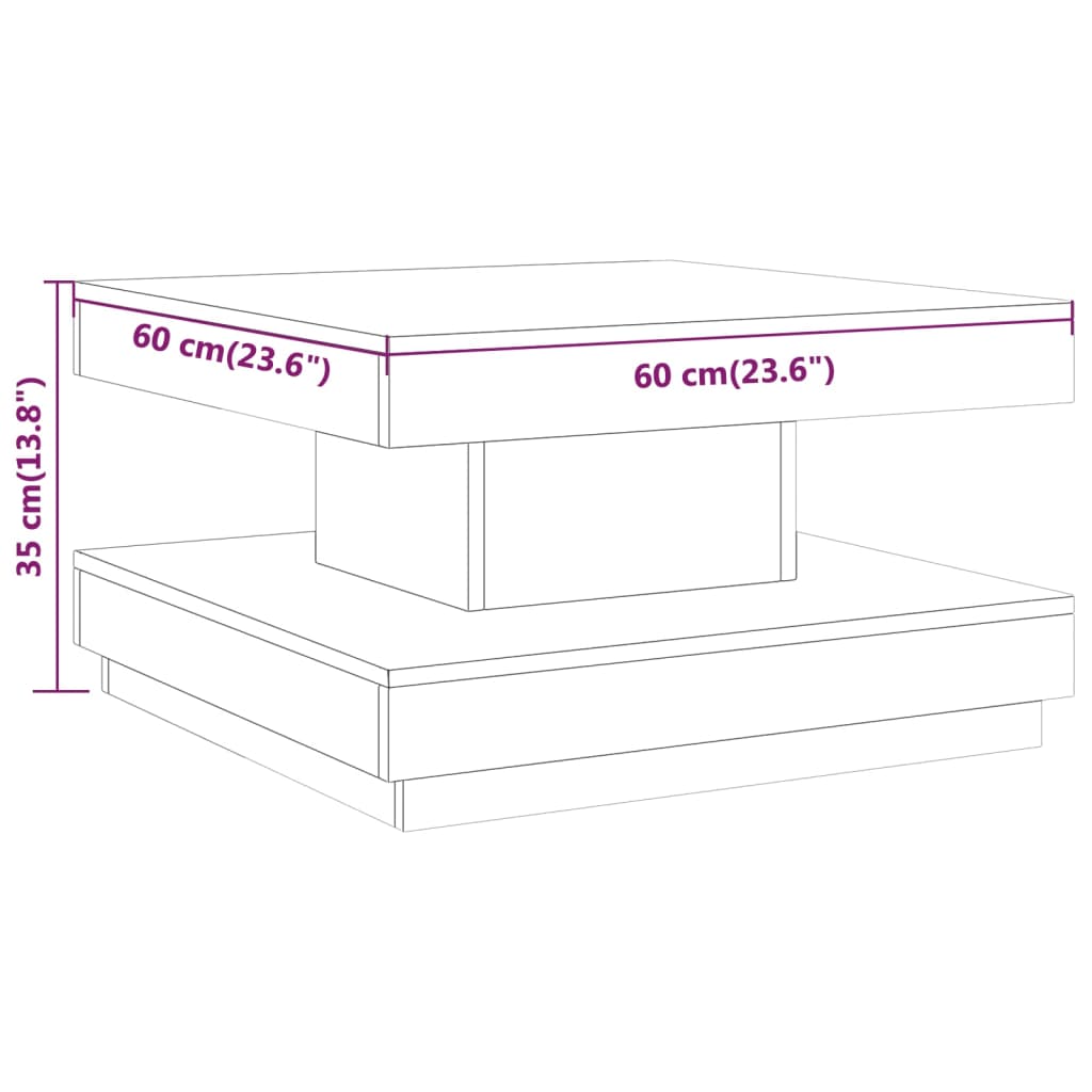 Table basse Marron foncé 60x60x35 cm MDF