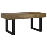 Table basse Marron foncé et noir 90x45x40 cm MDF et fer