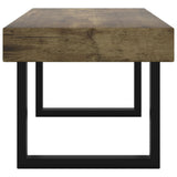 Table basse Marron foncé et noir 90x45x40 cm MDF et fer