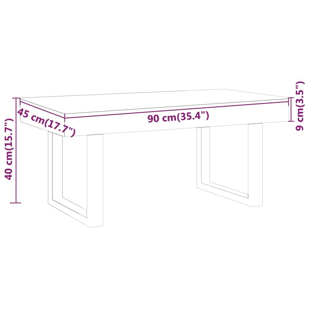 Table basse Marron foncé et noir 90x45x40 cm MDF et fer