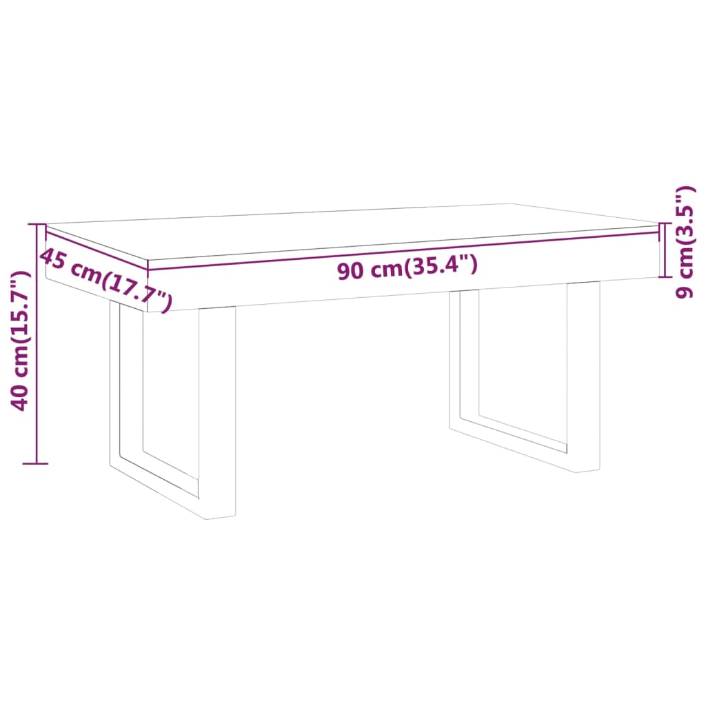 Table basse Gris et noir 90x45x40 cm MDF et fer